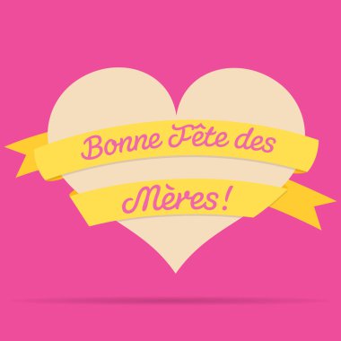 Fransız mutlu anneler günü kalp şerit ile kartı vektör forma