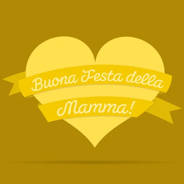 Coração do Dia da Mãe Feliz Italiano com cartão de fita em forma de vetor — Vetor de Stock