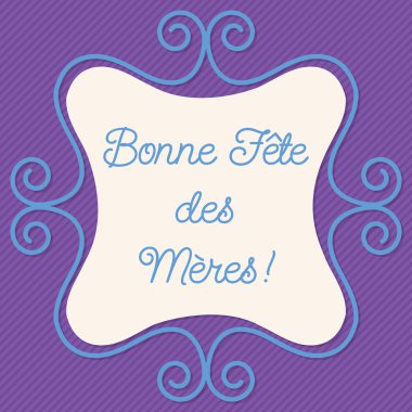 Fransızca doodle kare kartı Vektör formatında.