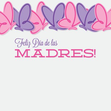 İspanyol çizgi kelebek anneler günü kartı Vektör formatında.