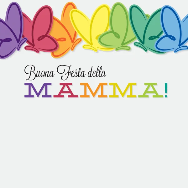 Línea italiana de mariposas Tarjeta del Día de la Madre en formato vectorial . — Vector de stock