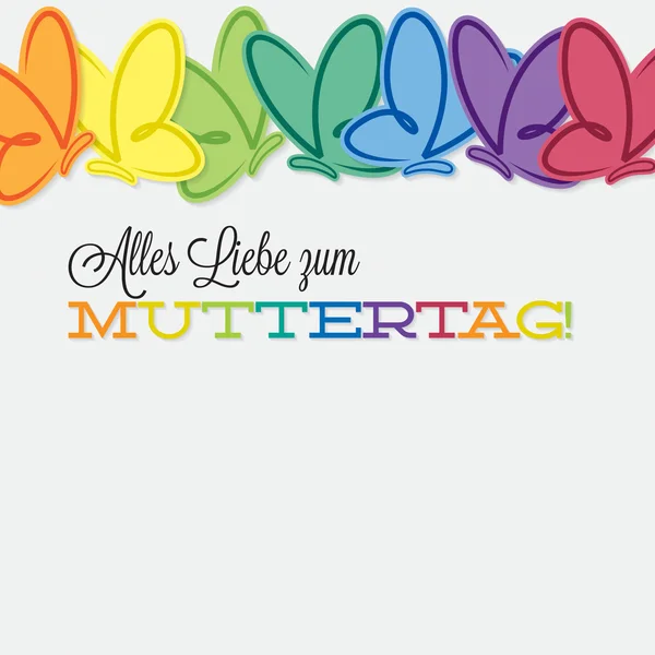 Γερμανικών γραμμών των πεταλούδων ημέρα της μητέρας κάρτα σε διανυσματική μορφή. — Διανυσματικό Αρχείο