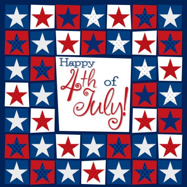 Mosaic funky with 4th of july sign clipart
