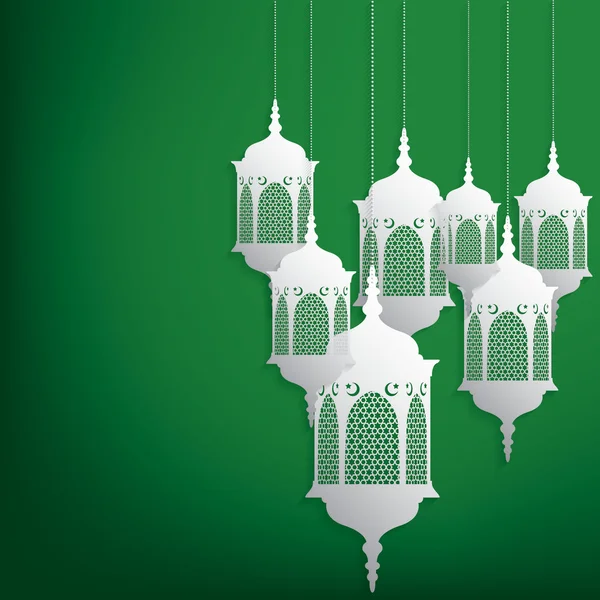Arabic and Moroccan lanterns card — Stock Vector