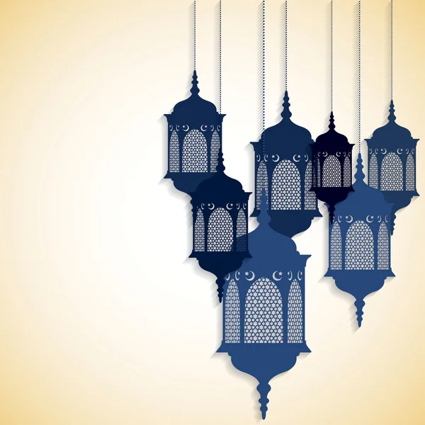 Arabic Moroccan lanterns card — Stock Vector