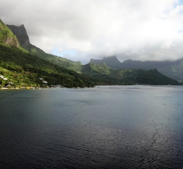 Weergave Van Moorea Van Lagune Een Cruiseschip Frans Polynesië — Stockfoto