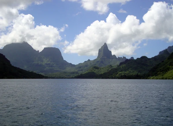Weergave Van Moorea Van Lagune Een Cruiseschip Frans Polynesië — Stockfoto