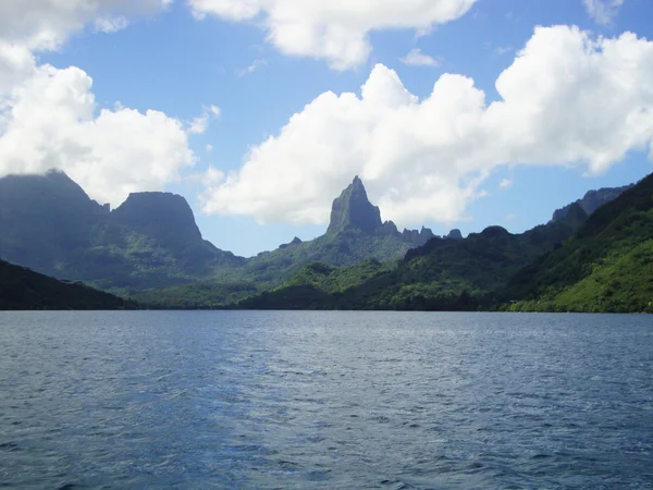 Weergave Van Moorea Van Lagune Een Cruiseschip Frans Polynesië — Stockfoto