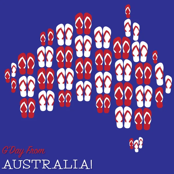 Mapa australiano hecho de tangas (chanclas) en formato vectorial . — Vector de stock
