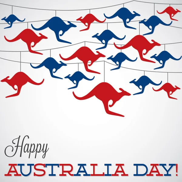 Καγκουρό στολίδι ημέρα της Αυστραλίας κάρτα σε διανυσματική μορφή. — Διανυσματικό Αρχείο