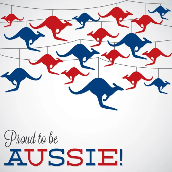 Canguro ornamento Australia giorno Scheda in formato vettoriale . — Vettoriale Stock