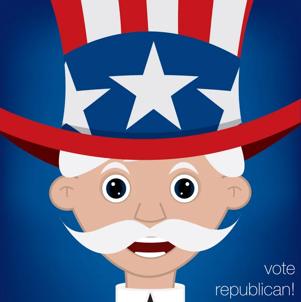 Cute cartoon Uncle Sam U.S. election card in vector format. — Stock Vector