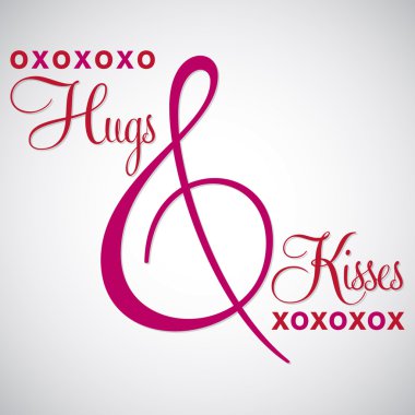 Zarif tipografik 'Hugs ve öper' kartı Vektör formatında