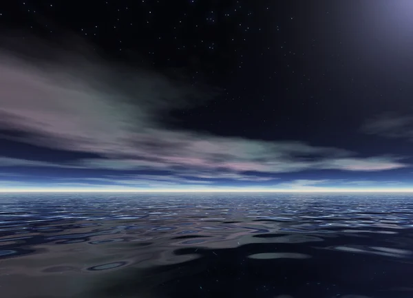 Oceano noite 3d — Fotografia de Stock