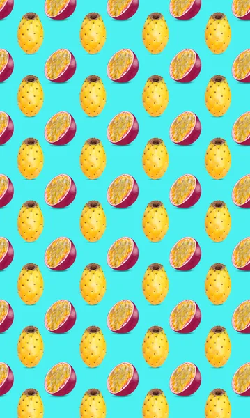 Pattern of fresh fruits isolated on creative colored texture — Stock Photo, Image