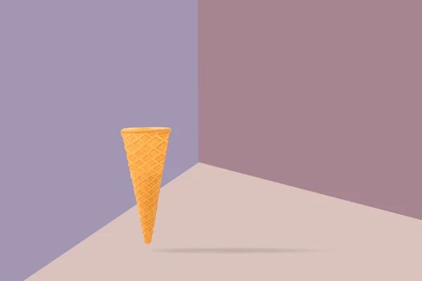 Eistüte Auf Farbigem Hintergrund Sommerliches Und Süßes Menükonzept — Stockfoto