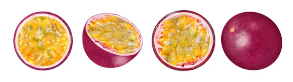 Geïsoleerd fruit. Vier passievruchten op witte achtergrond met clipping pad als pakket design element. — Stockfoto
