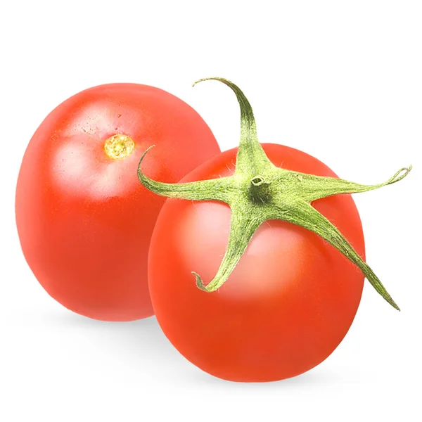 Pomodori freschi isolati sul bianco con ombra — Foto Stock