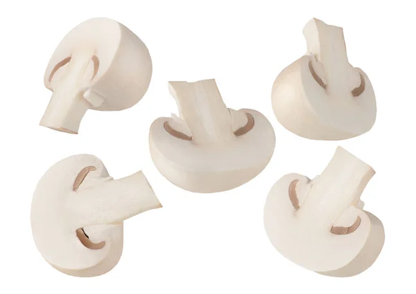 Champiñones champiñón sobre fondo blanco con ruta de recorte como elemento de diseño del paquete. Fotos de stock libres de derechos