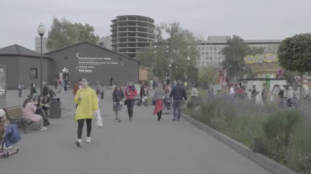 Moscou Rússia Outubro 2020 Muitas Pessoas Caminham Gorky Park Uma — Vídeo de Stock