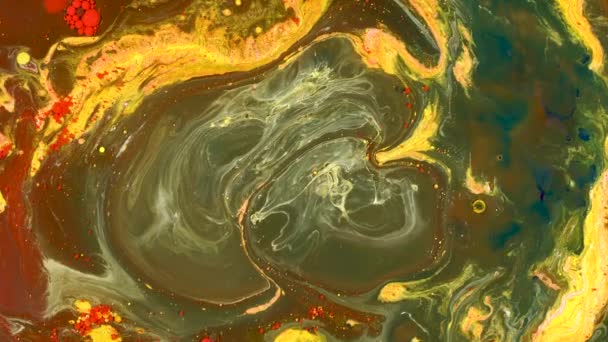Current Liquid Paints Abstract Color Moving Background Closeup — Stock Video