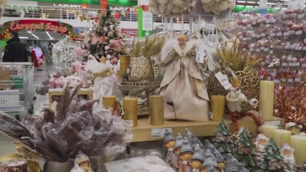 Moskva Rusko Října 2020 Vánoční Novoroční Hračky Dárky Prodávají Obchodě — Stock video