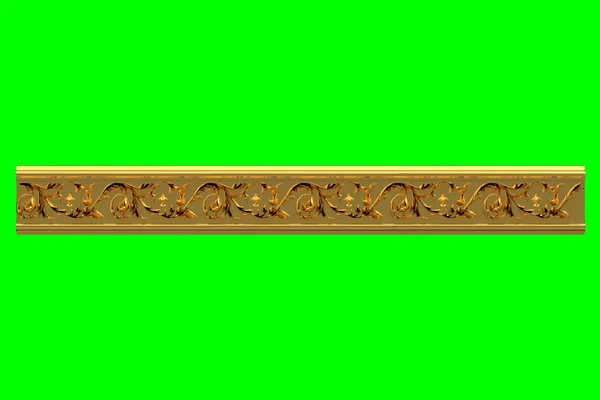금박을 입힌 석주 장식품 의 3d 모델. 녹색 배경에서 분리 된 이미지. 3d 항복. — 스톡 사진