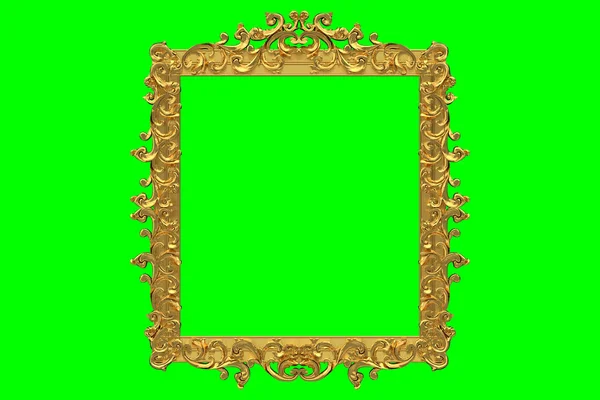 3D型镀金粉刷室内装饰 绿色背景上的孤立图像 3D渲染 — 图库照片