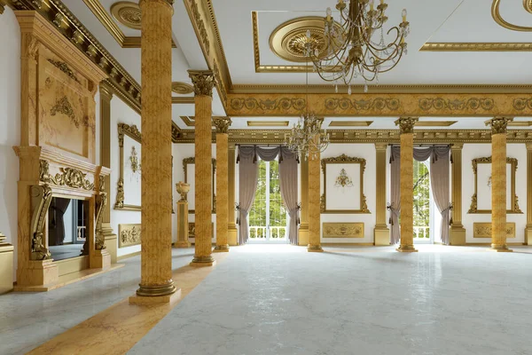 O salão de baile e restaurante em estilo clássico. Renderização 3D. Imagem 3d — Fotografia de Stock