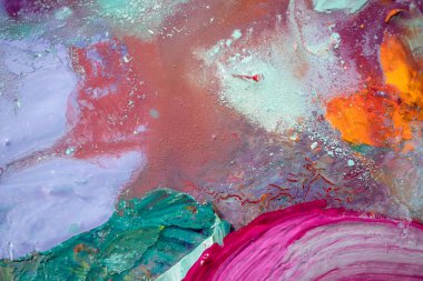 Soyut renkli arkaplan. Karışık yağlı boya resimlerine yakın çekim