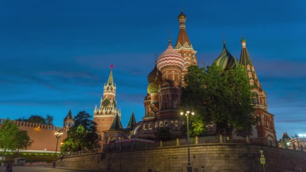 Kızıl Meydan, Kremlin ve Saint Basils Katedrali zaman aşımı, Moskova, Rusya. — Stok video