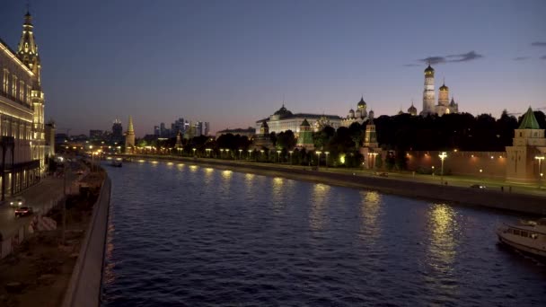 Beautiful views of Moscow at night. Moscow Kremlin — Stock Video