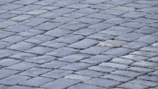 Paving stones on the square on which people are walking. — Vídeos de Stock