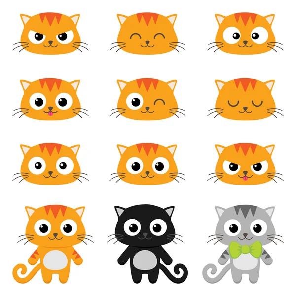 Vector dibujos animados gato emociones — Vector de stock