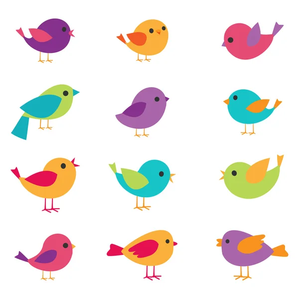 Conjunto de aves vectoras — Vetor de Stock