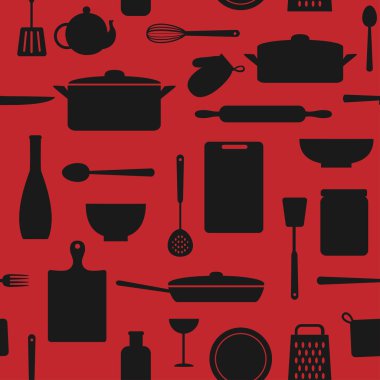 Mutfak siluetleri seamless modeli