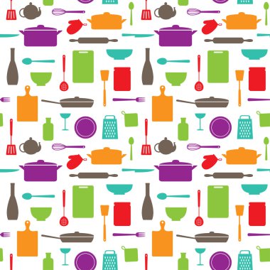 Mutfak siluetleri seamless modeli