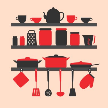 Mutfak araçları siluet vektör
