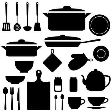 Vector silhouettes mutfak araçları