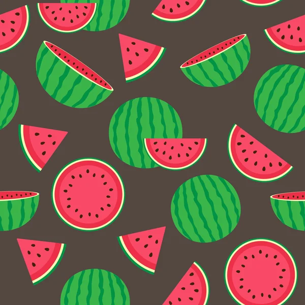 Söta seamless mönster med vattenmeloner — Stock vektor