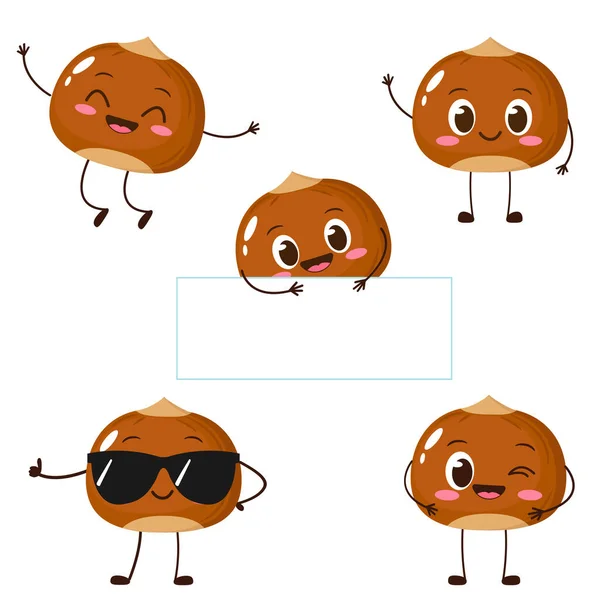 Personagem Avelã Feliz Bonito Emoticon Porca Engraçado Estilo Plano Brown —  Vetores de Stock