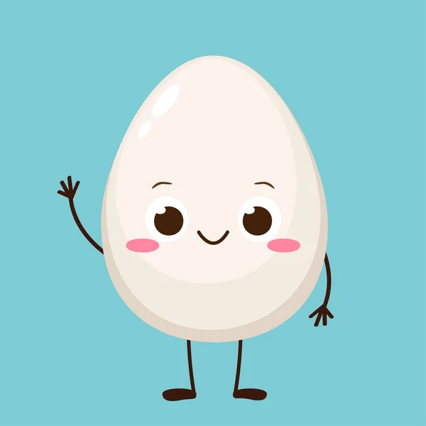 かわいい漫画の卵の文字 フラットスタイルで面白い幸せな卵の絵文字 健康的な有機食品ベクトル図 ロイヤリティフリーのストックイラスト