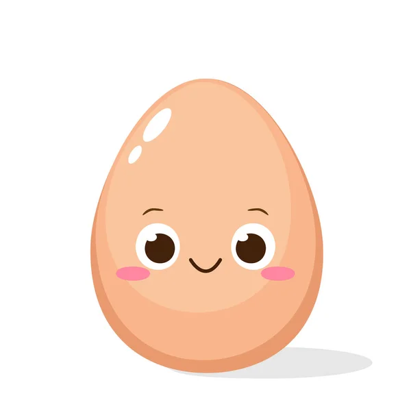 かわいい漫画の卵の文字 フラットスタイルで面白い幸せな卵の絵文字 健康的な有機食品ベクトル図 ストックイラスト