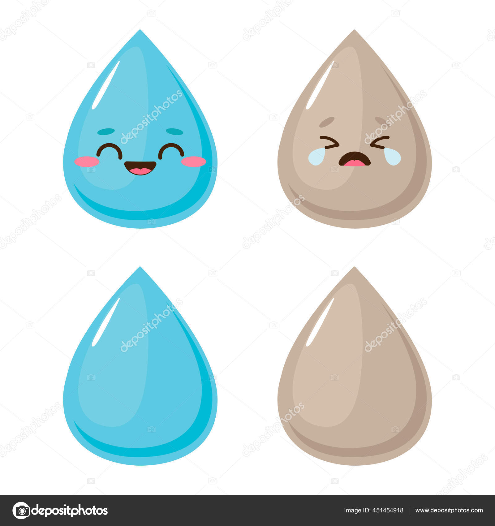 행복하고 물방울 캐릭터 깨끗하고 더러운 일러스트 스톡 벡터 - ©yuliya_m 451454918, image size:1600x1700