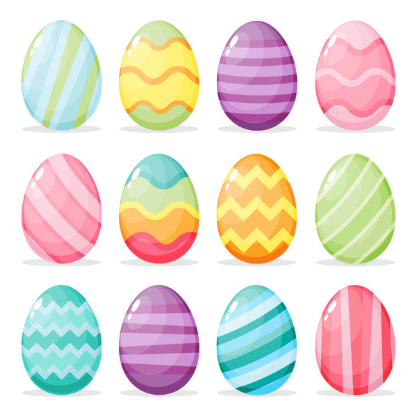 Set of painted easter eggs vector illustration.
