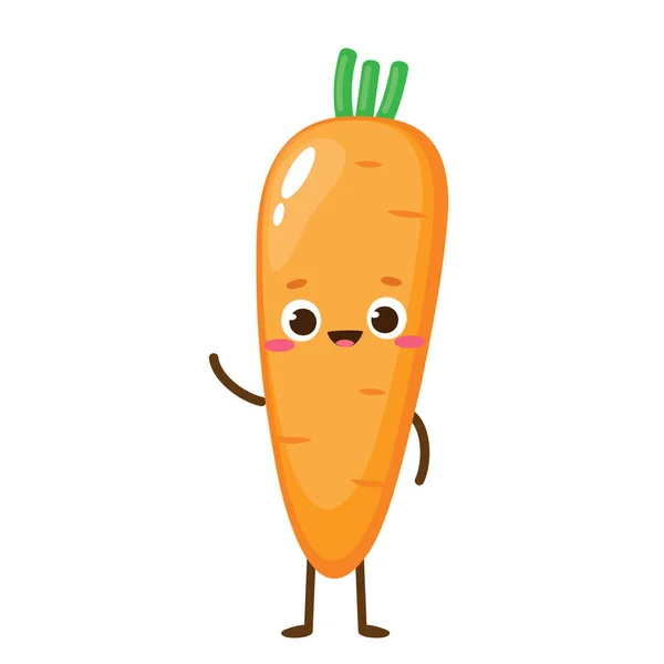Emoji Zanahoria Naranja Dibujos Animados Bonita Zanahoria Carácter Vector Ilustración — Archivo Imágenes Vectoriales