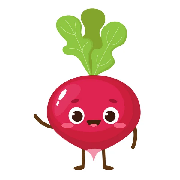 Καρτούν Χαριτωμένο Ραπανάκι Χαρακτήρα Εικονογράφηση Φορέα Emoji Τροφίμων — Διανυσματικό Αρχείο