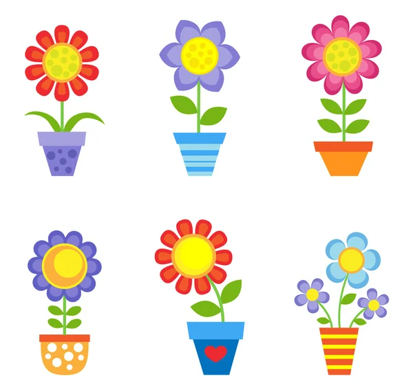 Flowers in pots — Stock Vector