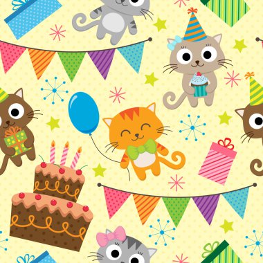 Doğum günü partisi desen kediler