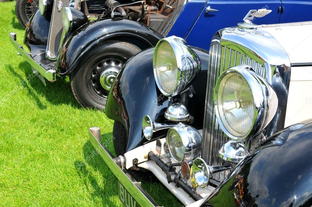 NOTTINGHAM, UK. JUNE 1, 2014: Close up of a Bentley vintage car for sale in Nottingham, England.